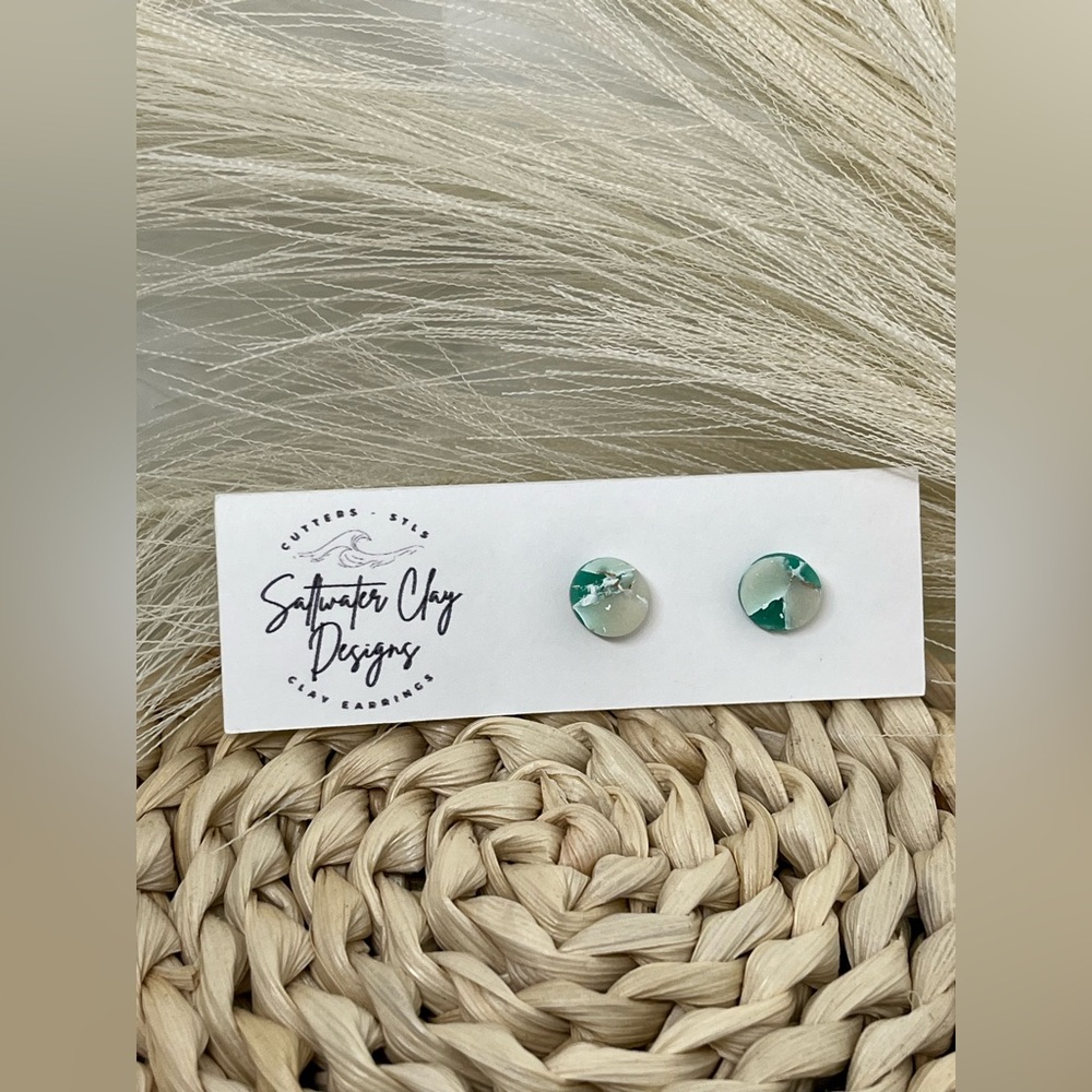 Handmade Sea Glass-Inspired Stud Earrings | Matte Finish | New with Tags